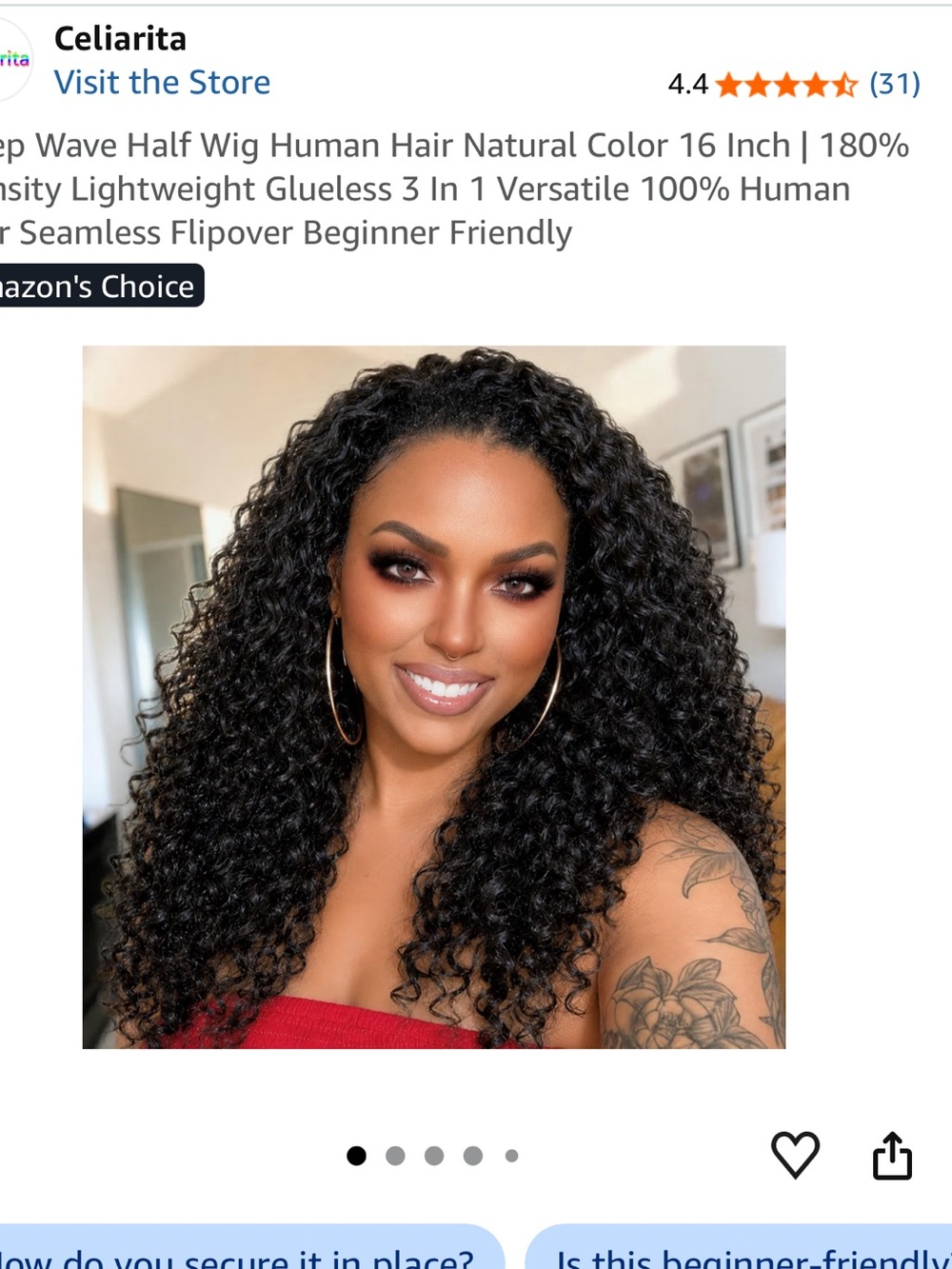 Deep Wave Half Wig – Black, 16 inch